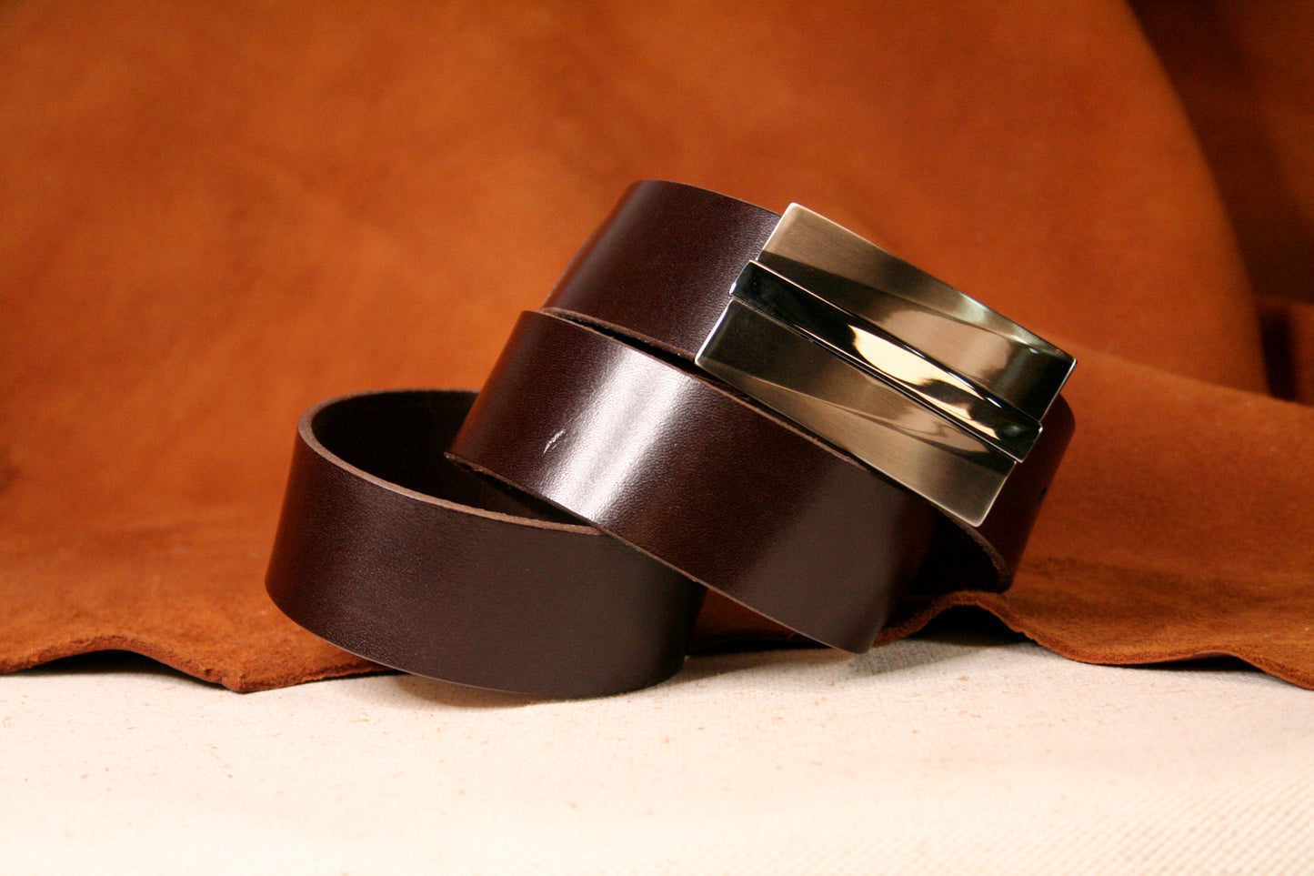 Ceinture homme | Boucle plaque Noir et argent | 35 mm