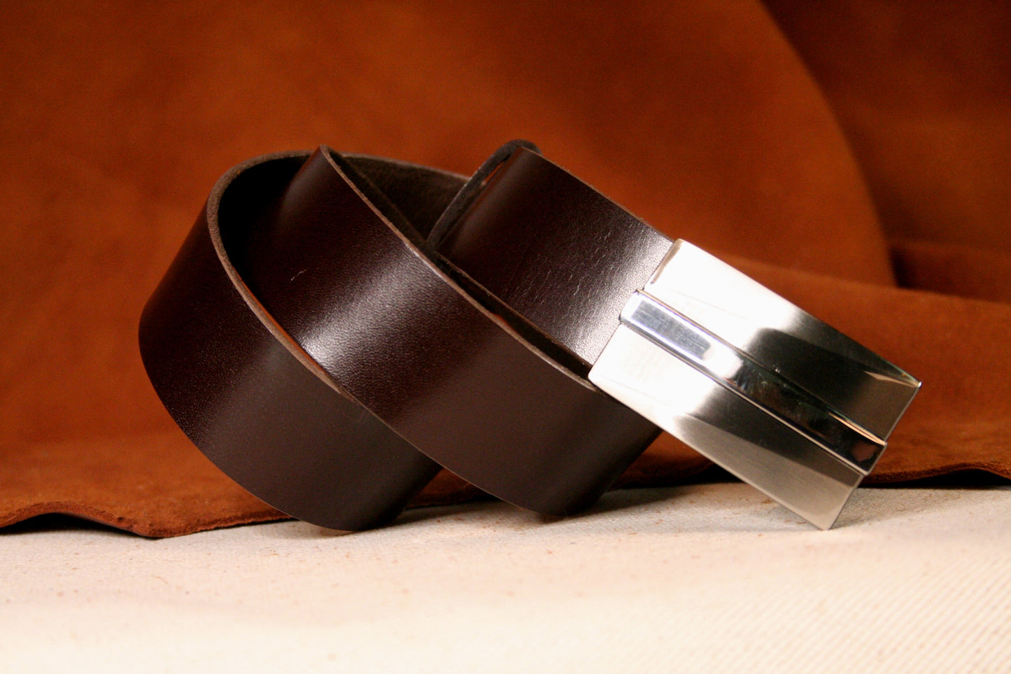 Ceinture homme | Boucle plaque Noir et argent | 35 mm