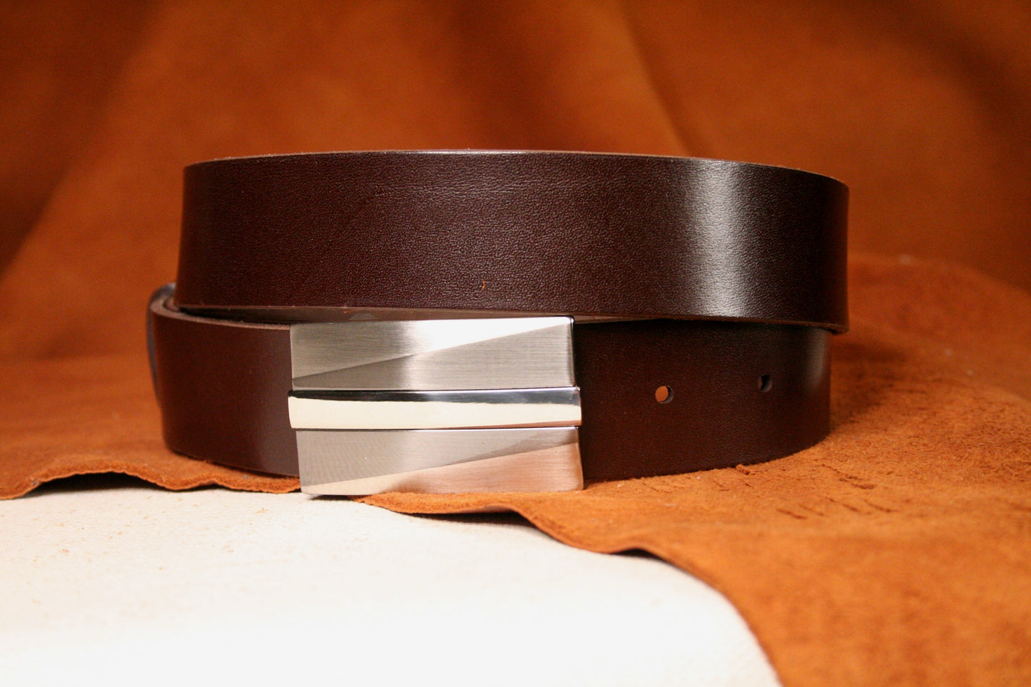 Ceinture homme | Boucle plaque Noir et argent | 35 mm