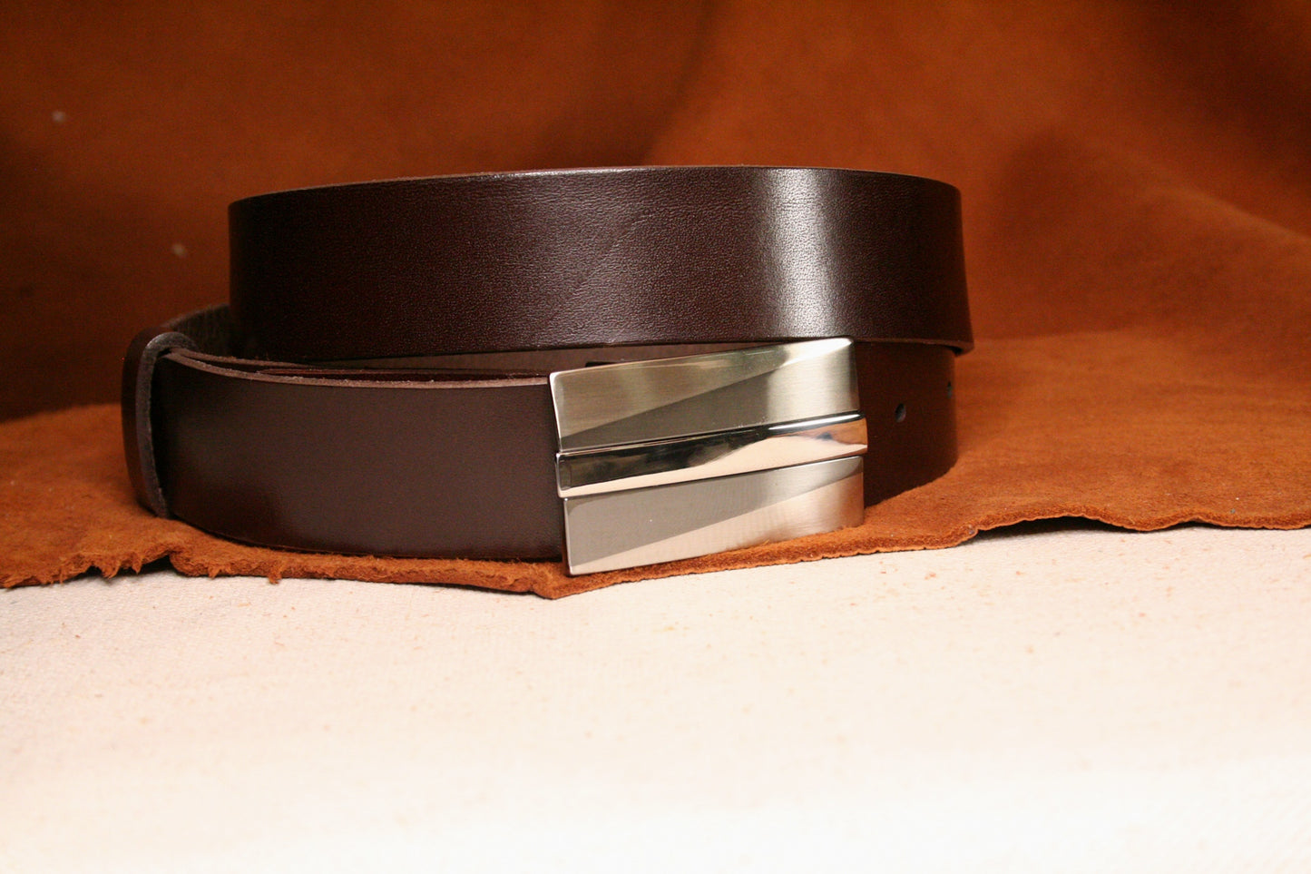 Ceinture homme | Boucle plaque Noir et argent | 35 mm