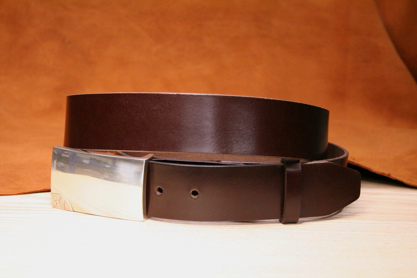 ceinture en cuir marron - cuir marron pleine fleur - cuir pleine fleur - cuir de vachette